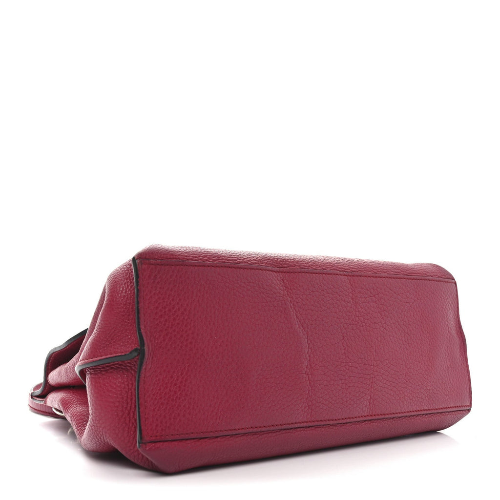 Cellarius Calfskin Medium Bamboo Daily Top Handle Bag Hibiscus Red