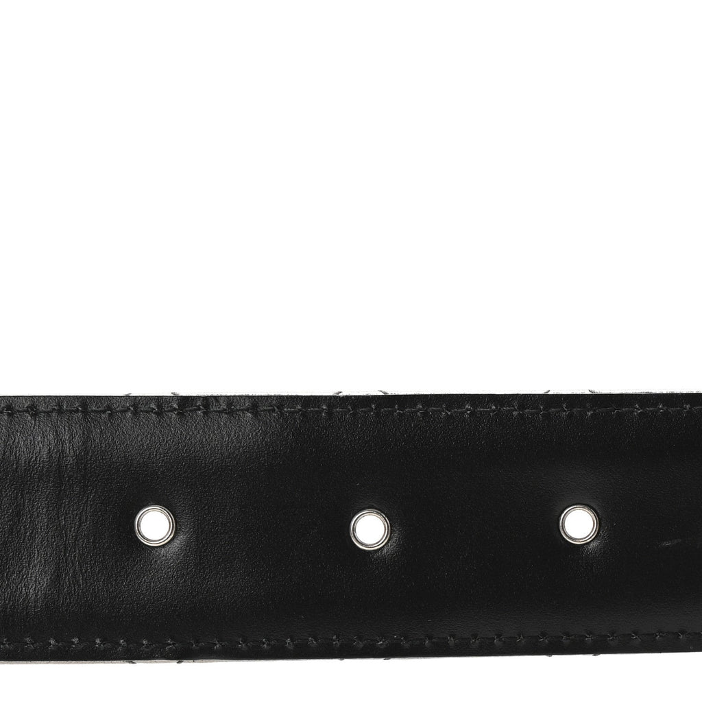Metallic Calfskin Quilted CC Chain Belt 95 38 Silver