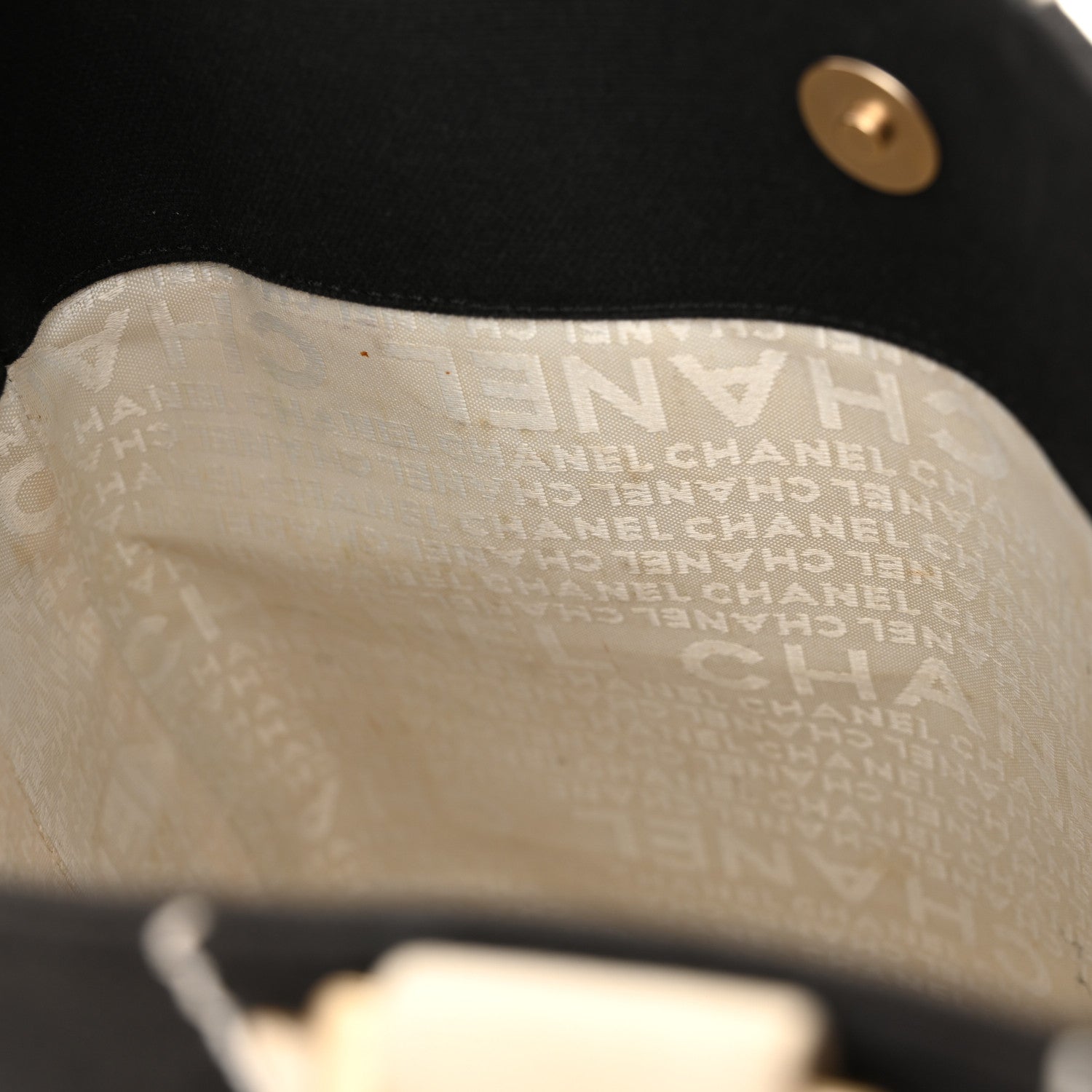 Canvas Square Stitched CC Small Tote Bag Black