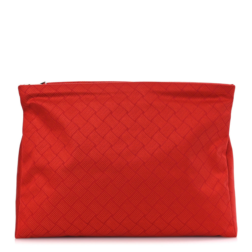Econyl Jacquard Nylon Intreccio Zip Pouch Clutch Tomato
