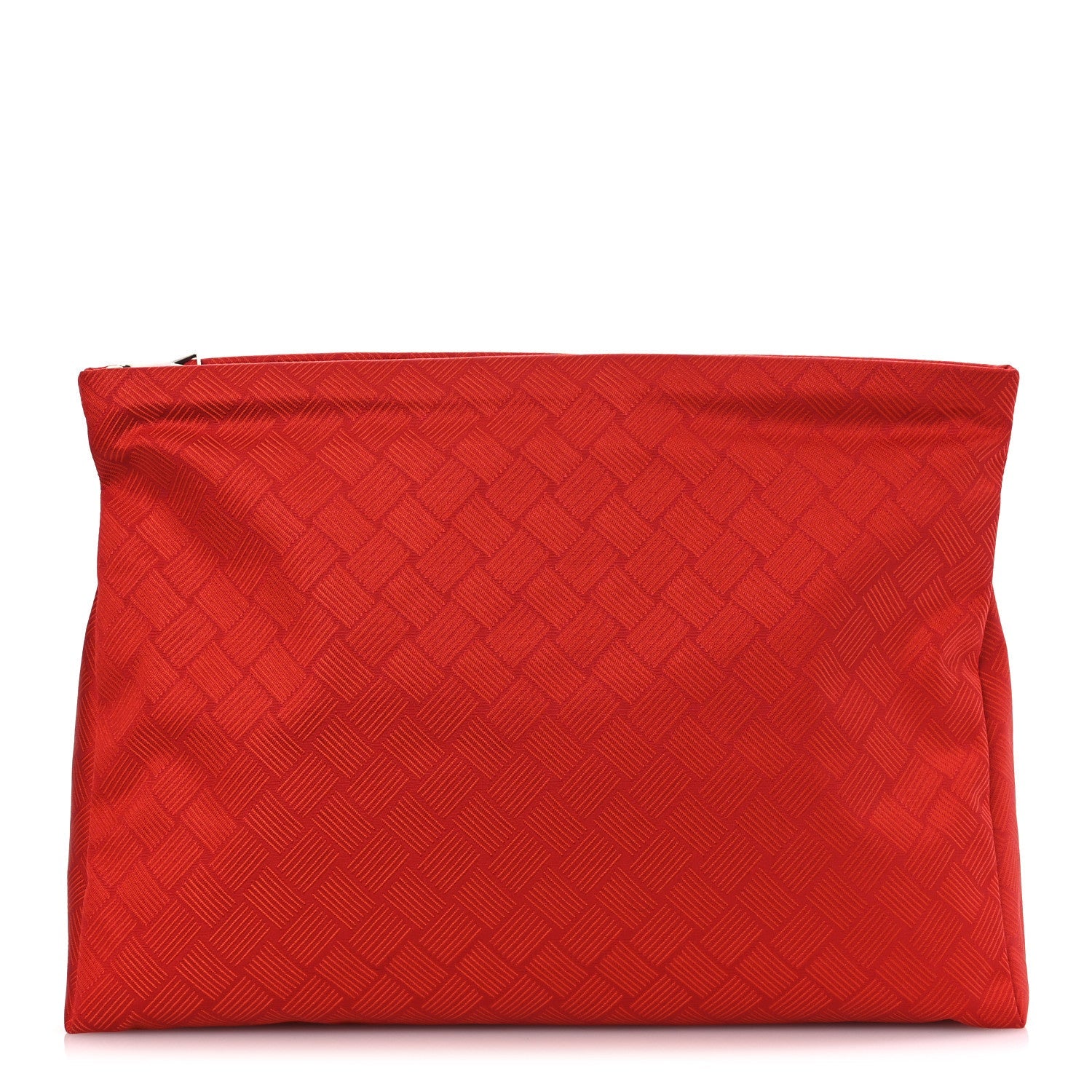 Econyl Jacquard Nylon Intreccio Zip Pouch Clutch Tomato