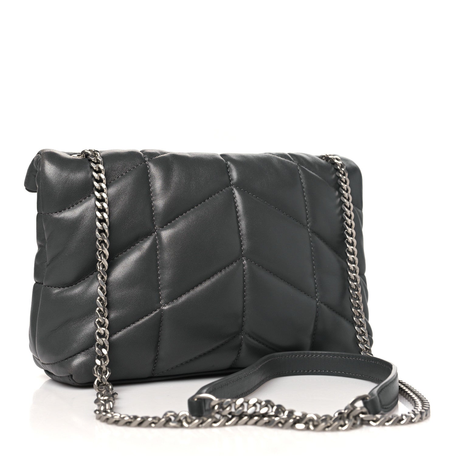 Lambskin Quilted Toy Loulou Puffer Monogram Chain Satchel Storm