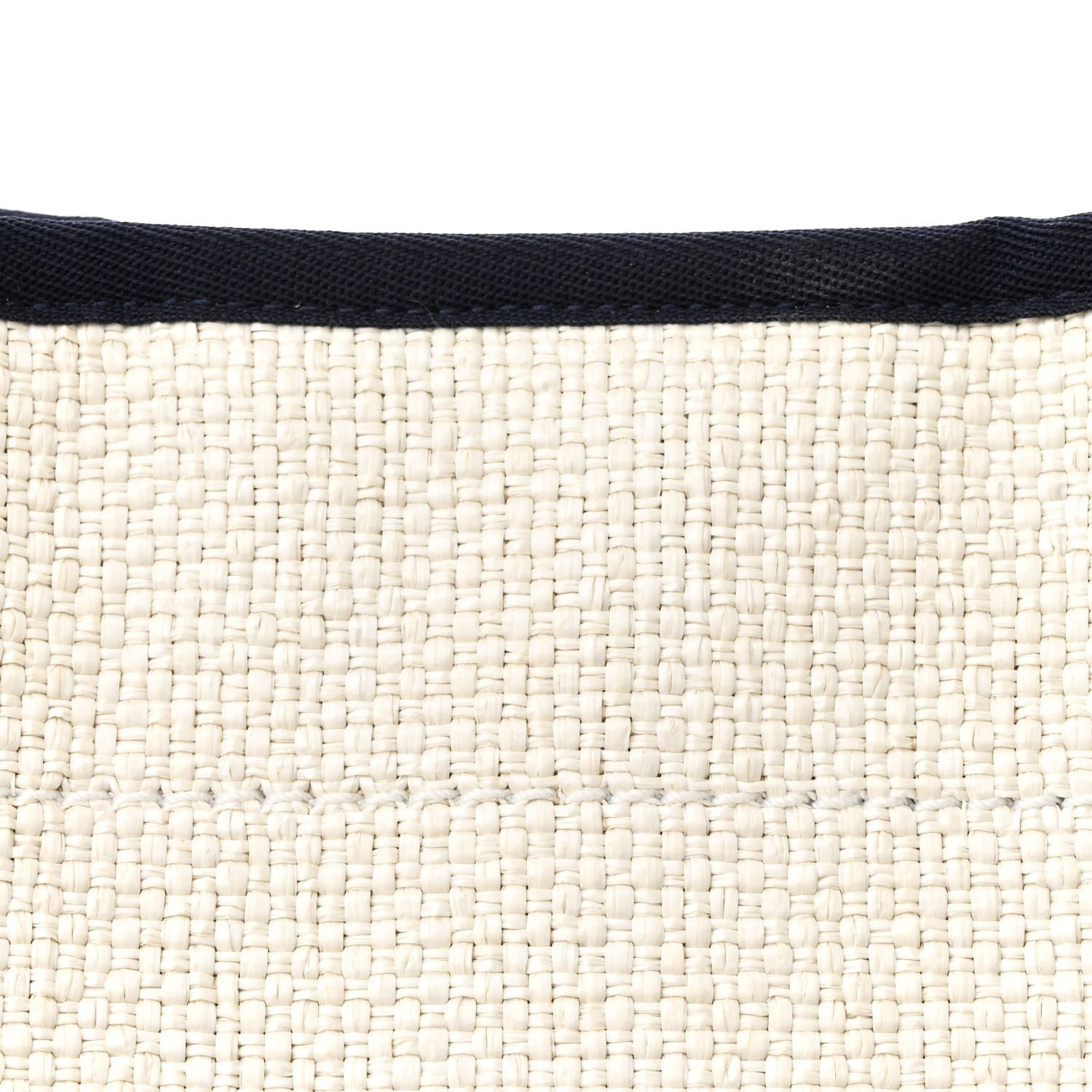 Woven Straw Raffia Small Deauville Tote White Navy