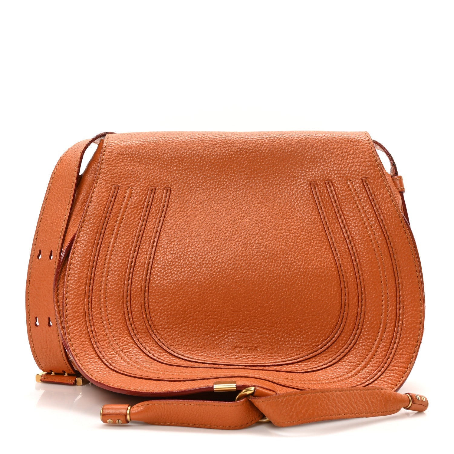 Calfskin Medium Marcie Round Crossbody Bag Indian Summer