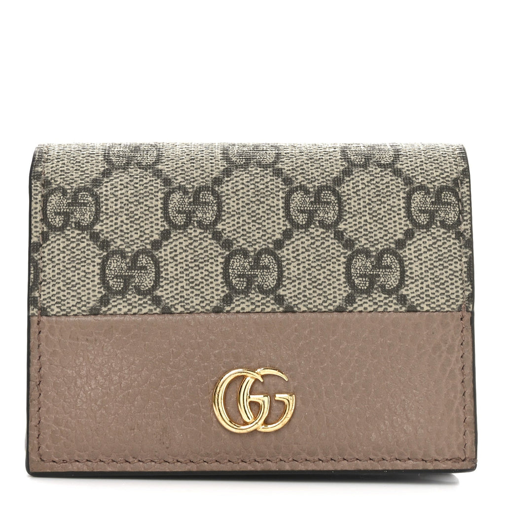 Dollar Calfskin GG Supreme Monogram GG Marmont  Case Porcelain Rose Beige Ebony