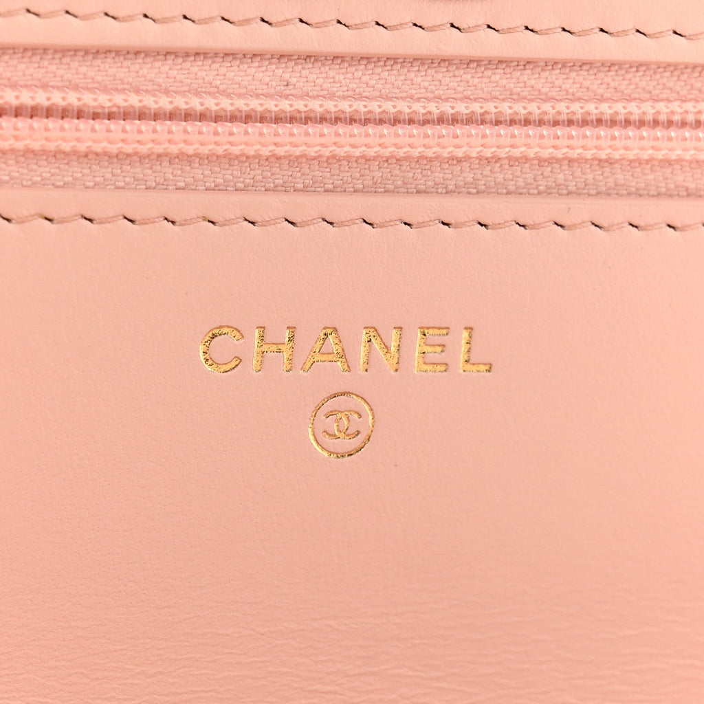 Caviar Quilted Camellia Wallet On Chain WOC Light Pink