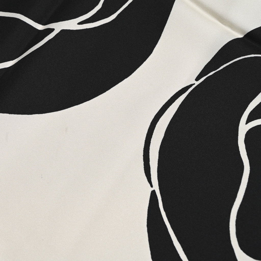 Silk CC Camellia Scarf Black White
