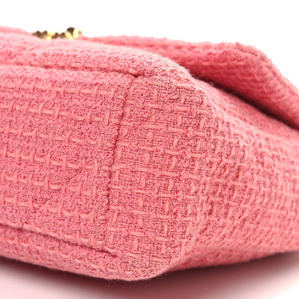 Metallic Tweed Quilted Large Chanel 19 Flap Pink