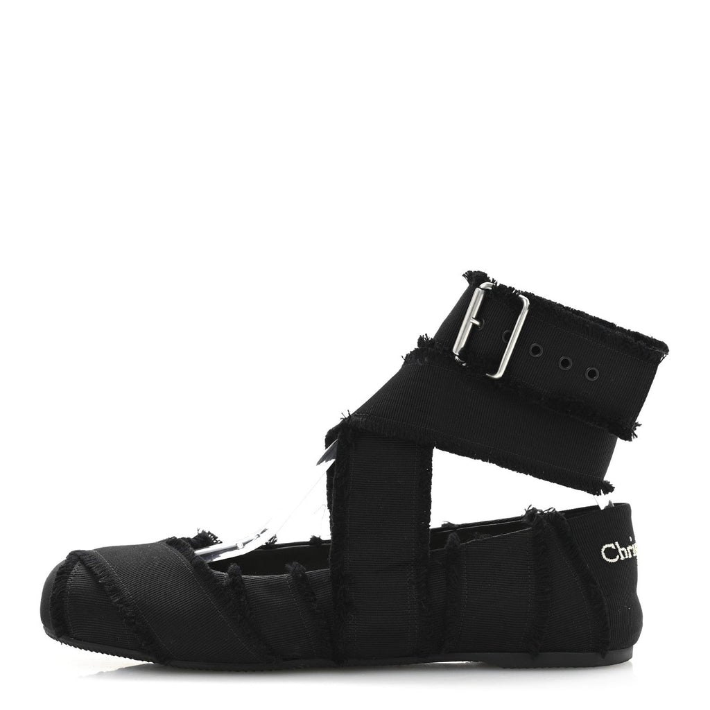 Grosgrain Fringe Songe Ballet Flats 38 Black