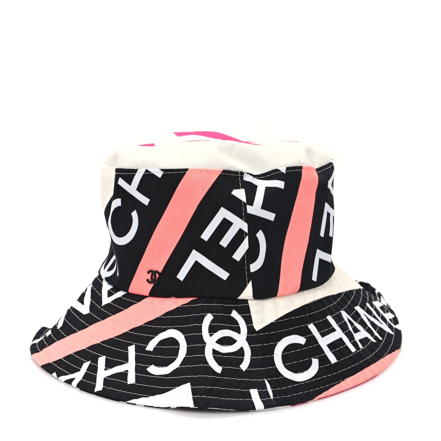 Cotton Logo Cloche Hat S Ecru Black Pink