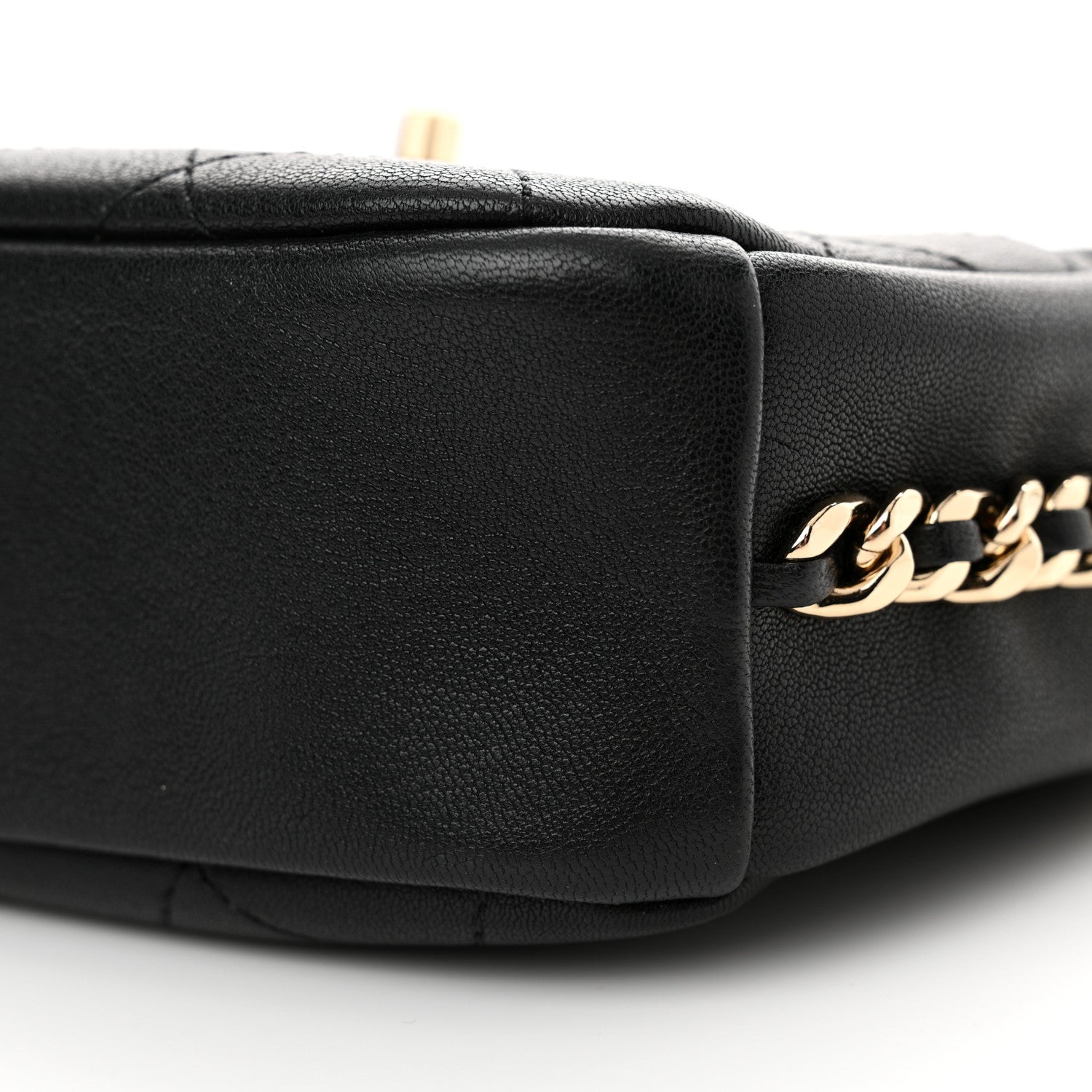 Goatskin Quilted Small Casual Trip Camera Case Black