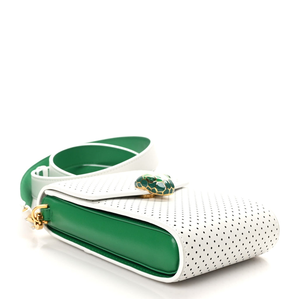 X CASABLANCA Calfskin Serpenti Forever Apres Vertical Pochette Tennis Green White