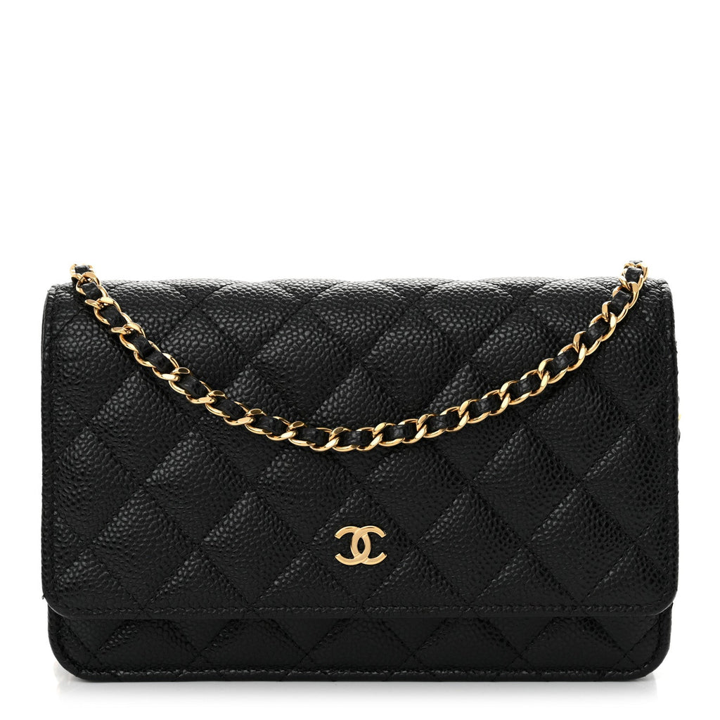 Caviar Quilted Wallet On Chain WOC Black