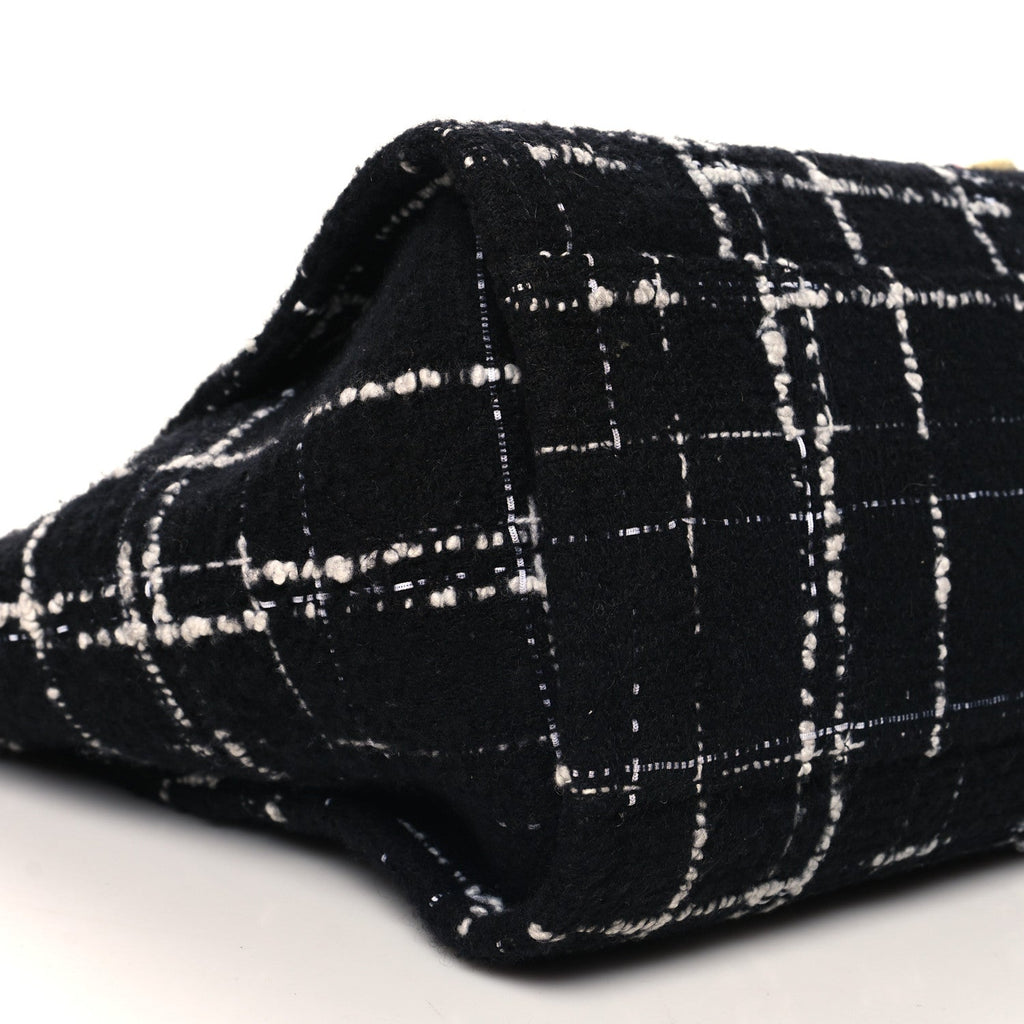 Tweed Medium Deauville Tote Black White Multicolor