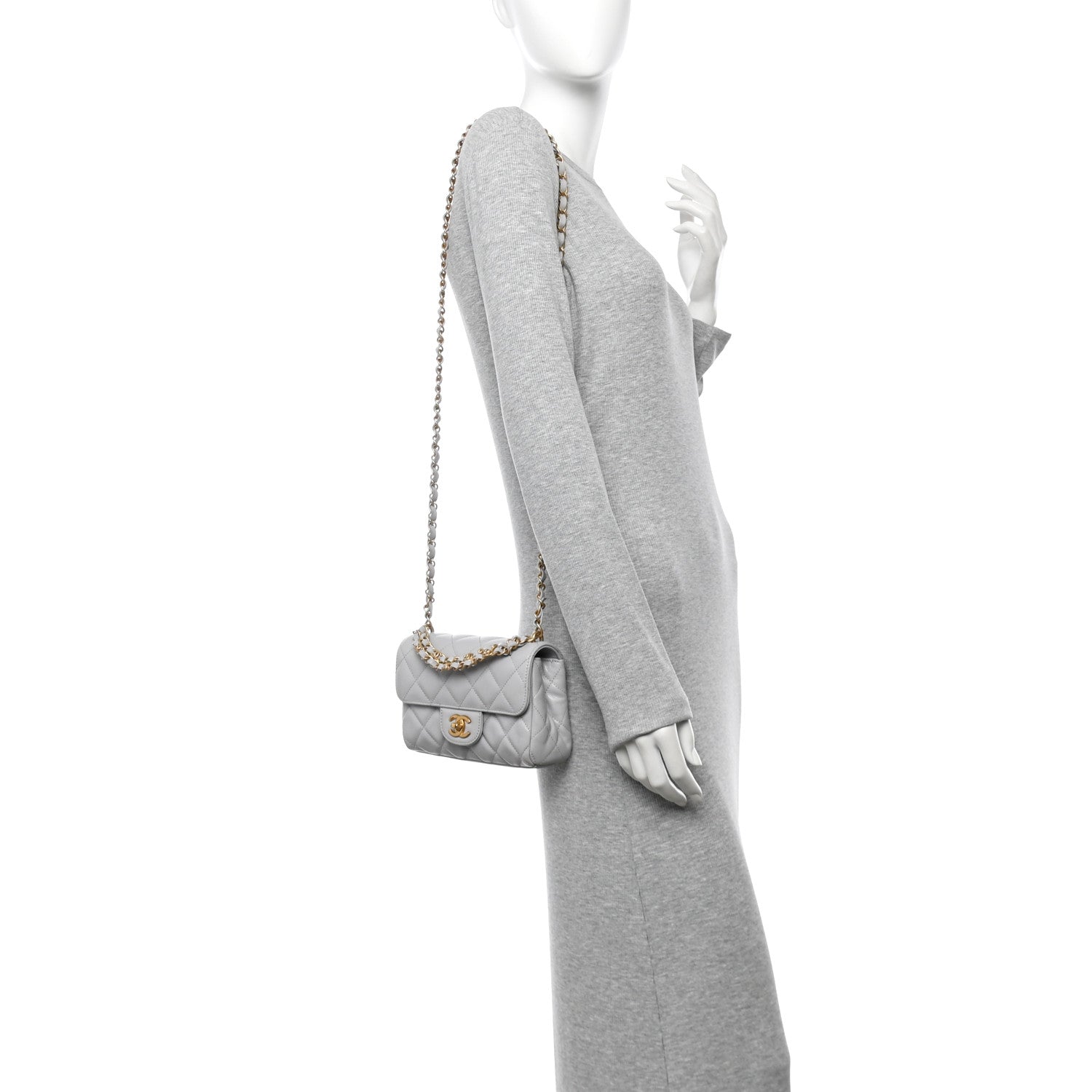 Caviar Quilted Mini Flap Grey