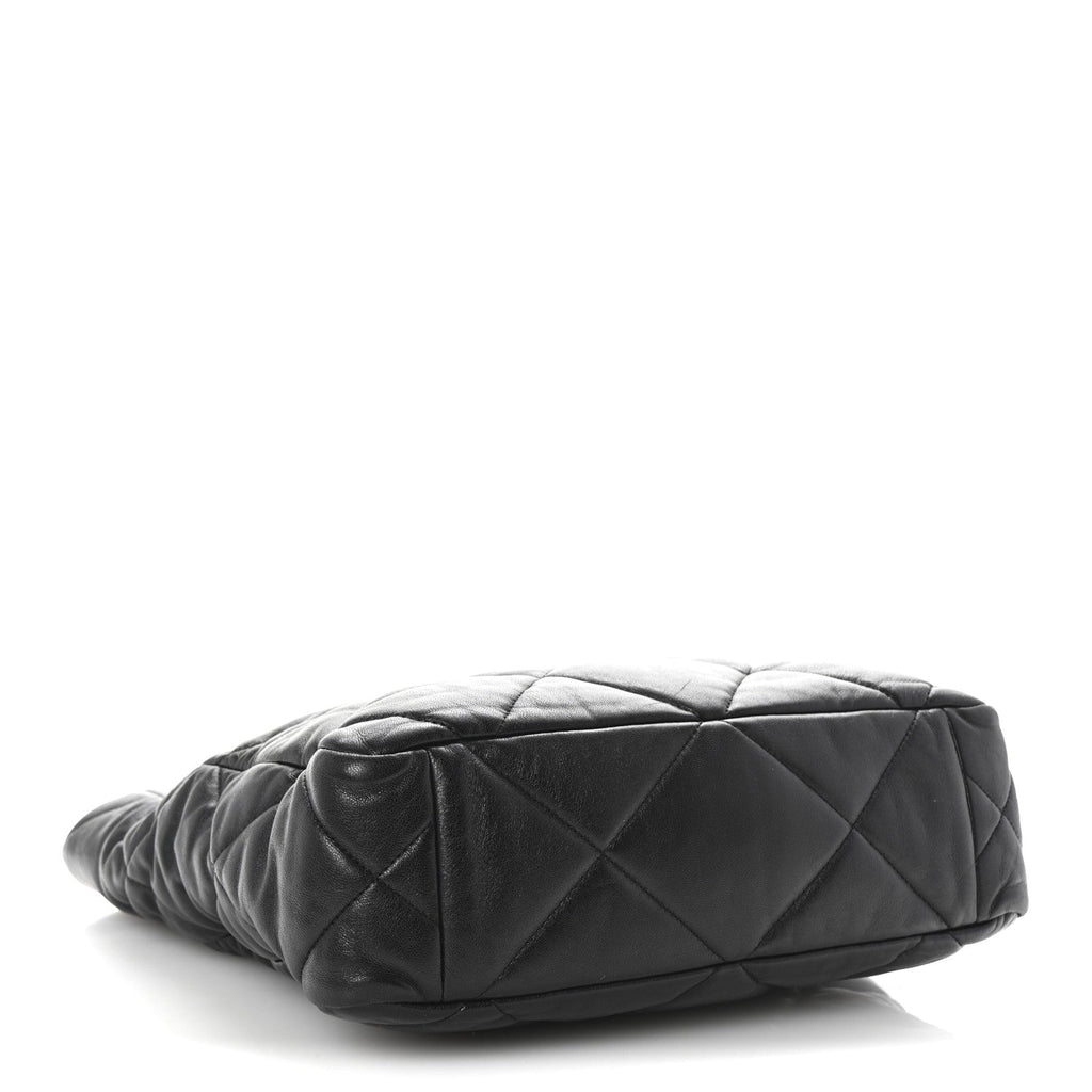 Lambskin Quilted Chanel 19 Shopping Bag Black