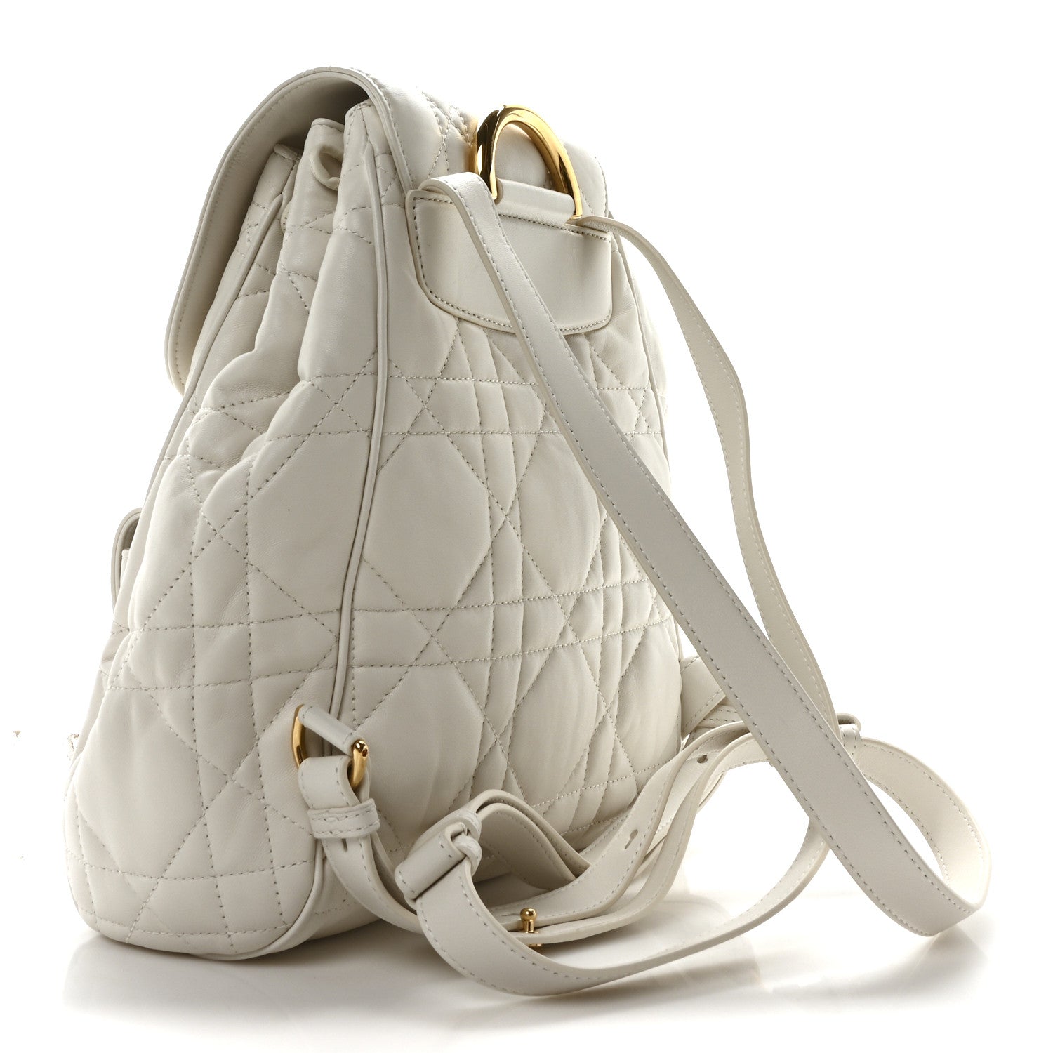 Lambskin Macrocannage Medium Caro Backpack White