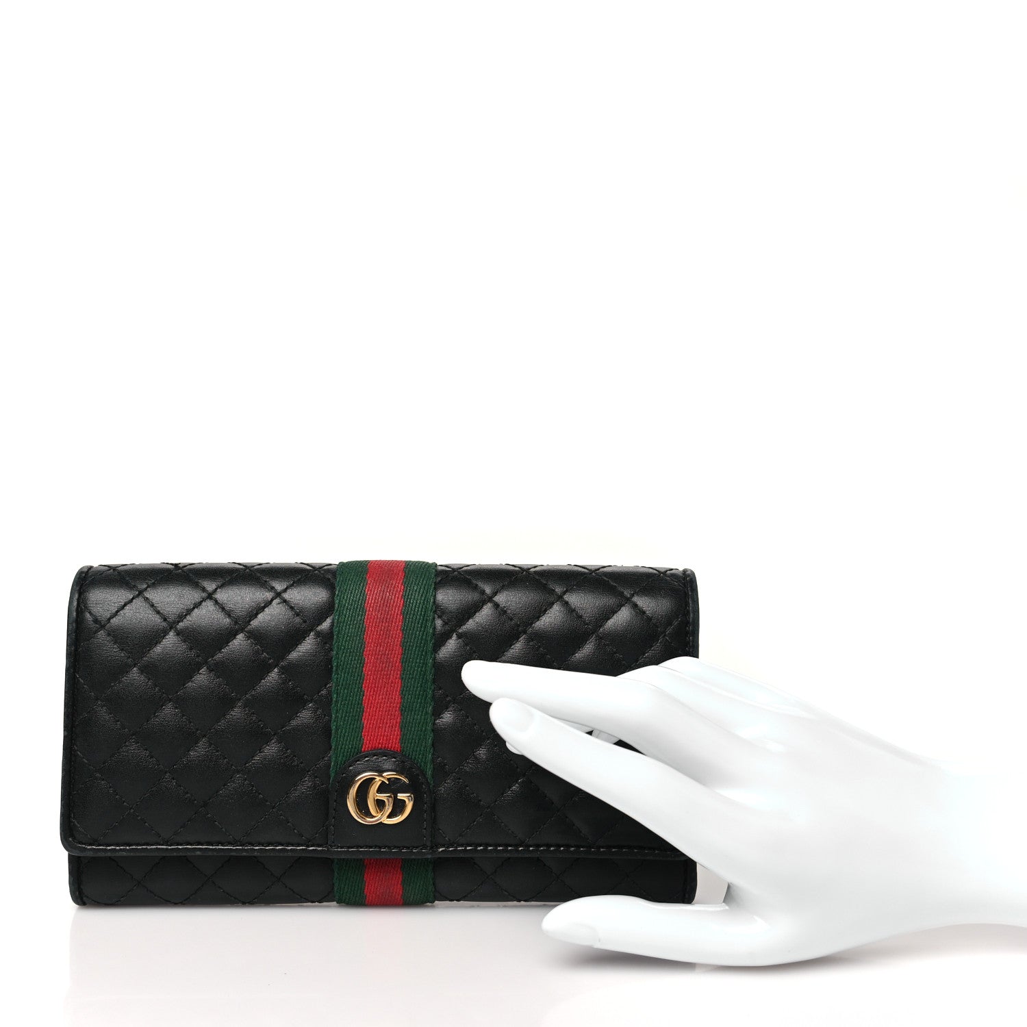 Calfskin Web Trapuntata GG Continental Wallet Black