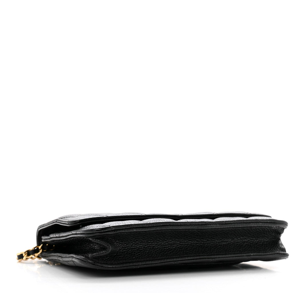 Caviar Quilted Wallet on Chain WOC Black