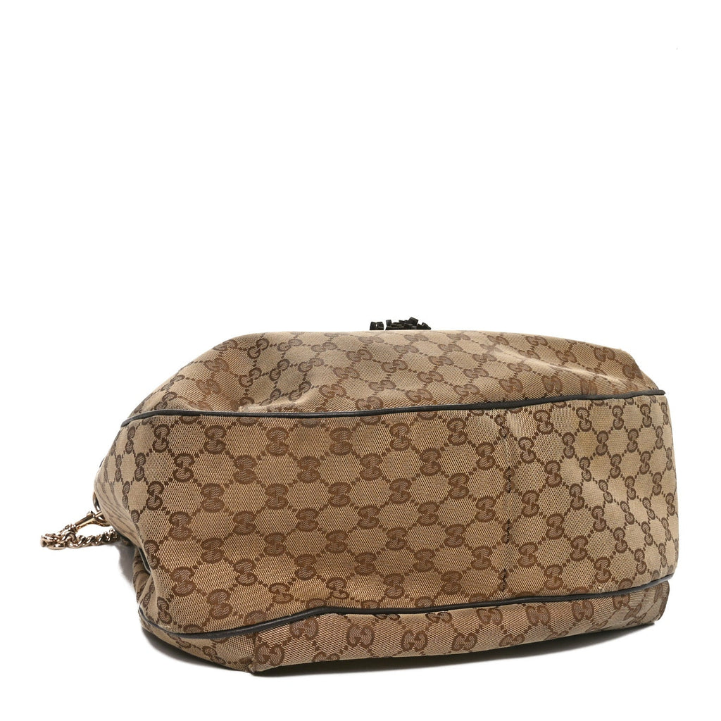 Monogram Margaux Calfskin Medium Emily Hobo Beige Ebony Cocoa