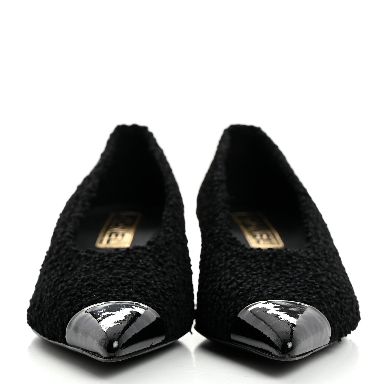Tweed Patent Calfskin Pumps 37.5 Black