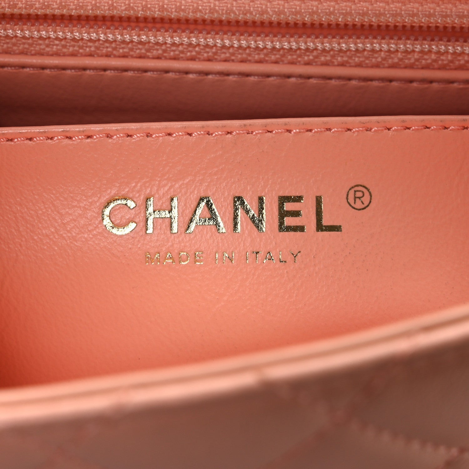 Lambskin Quilted Mini Pearl Crush Flap Light Orange