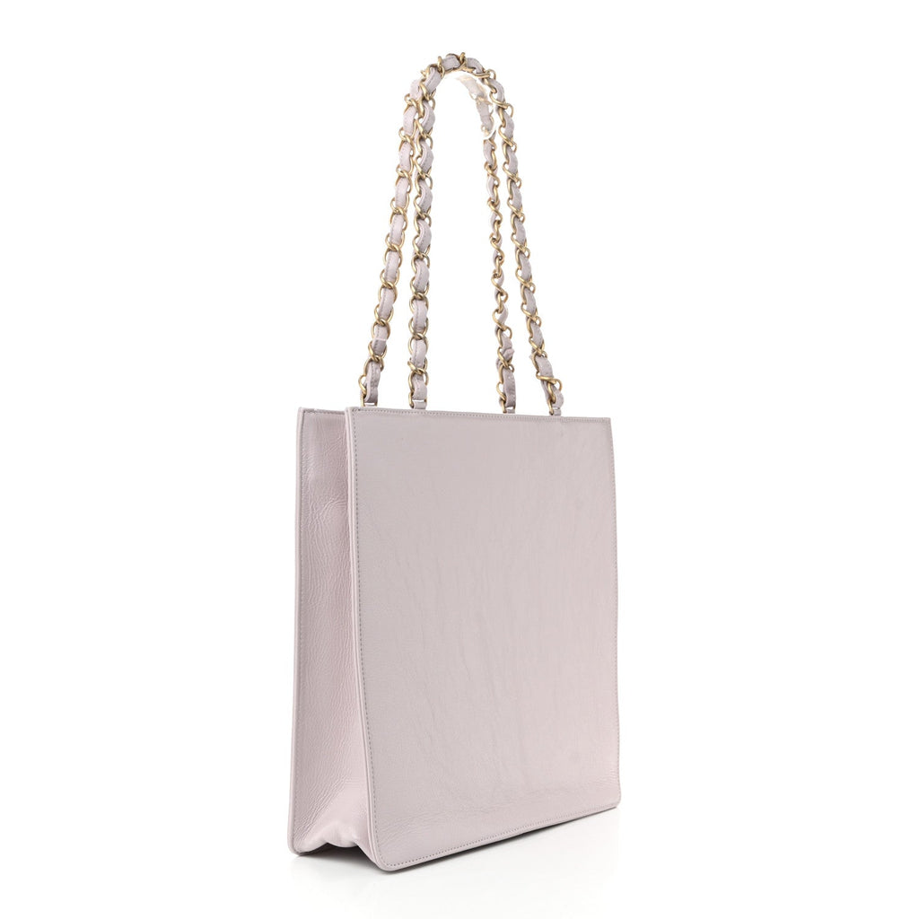 Shiny Aged Calfskin North South Shopping Bag Lilac