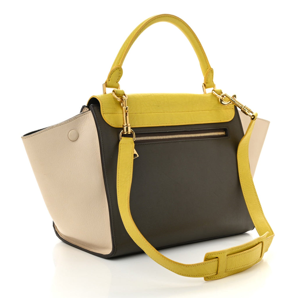 Elephant Calfskin Small Tri-Color Trapeze Yellow