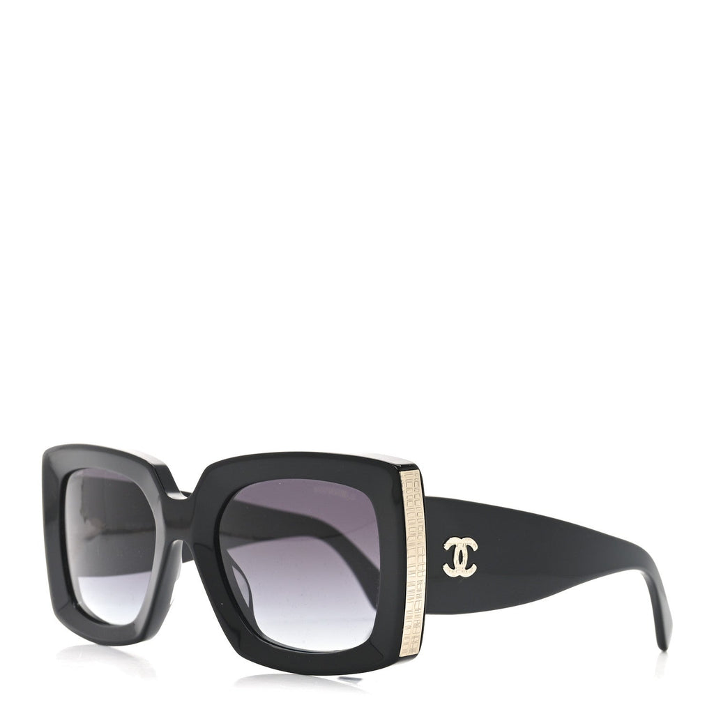 Acetate Rectangle Sunglasses 5435-A Black
