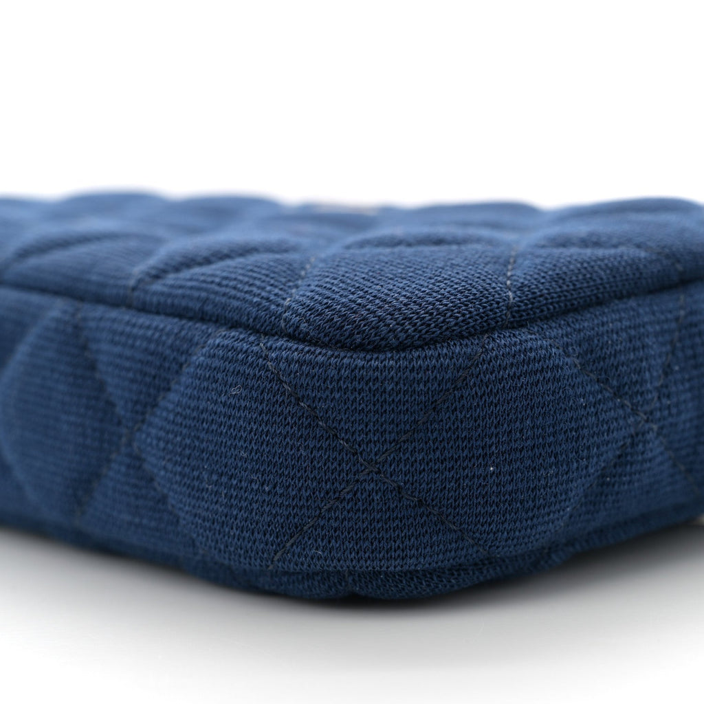 Jersey Quilted Small Clutch With Chain Navy