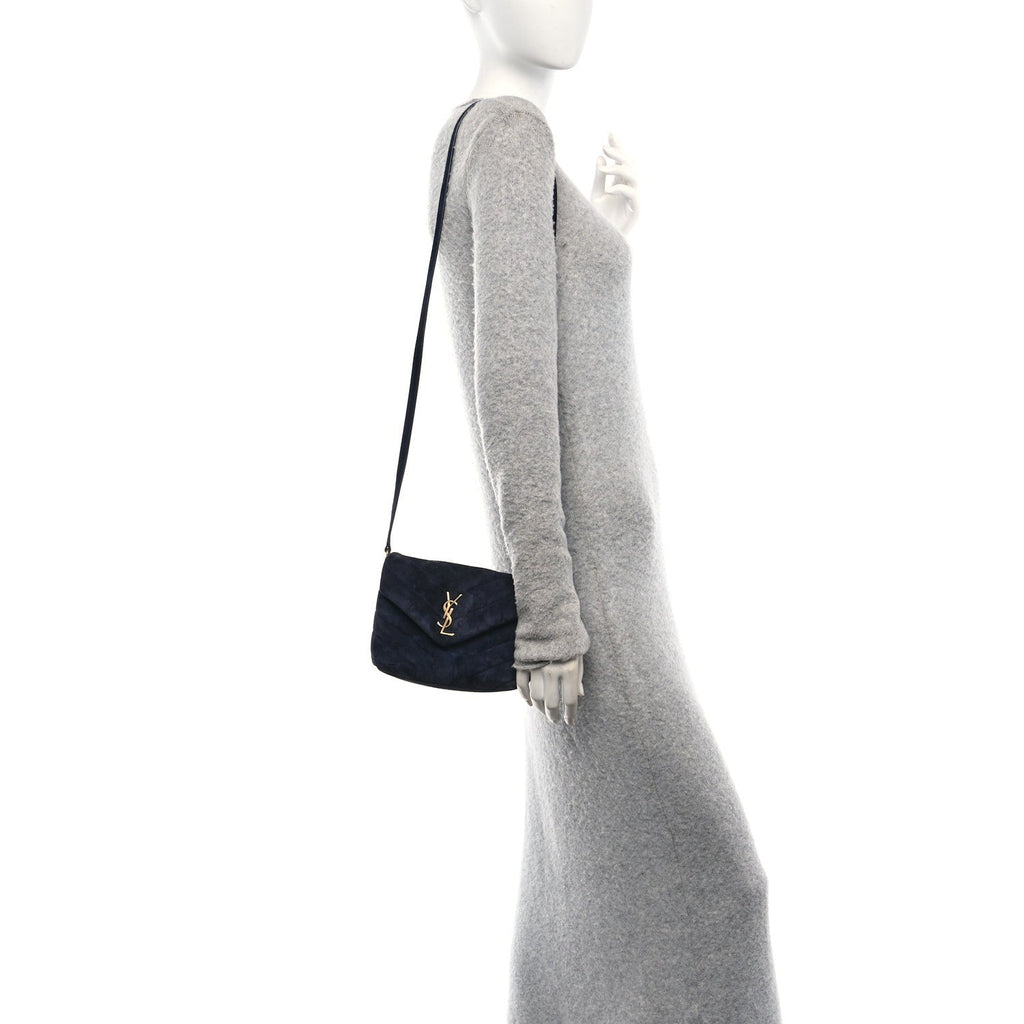 Suede Y Quilted Monogram Toy Loulou Crossbody Bag Navy