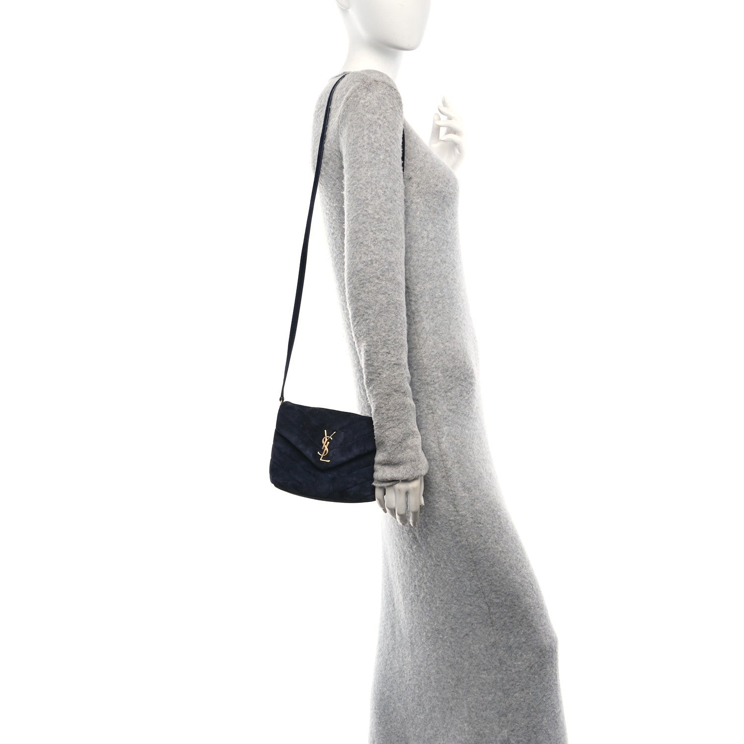 Suede Y Quilted Monogram Toy Loulou Crossbody Bag Navy