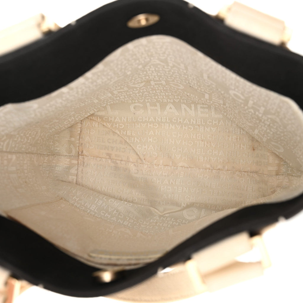 Canvas Square Stitched CC Small Tote Bag Black