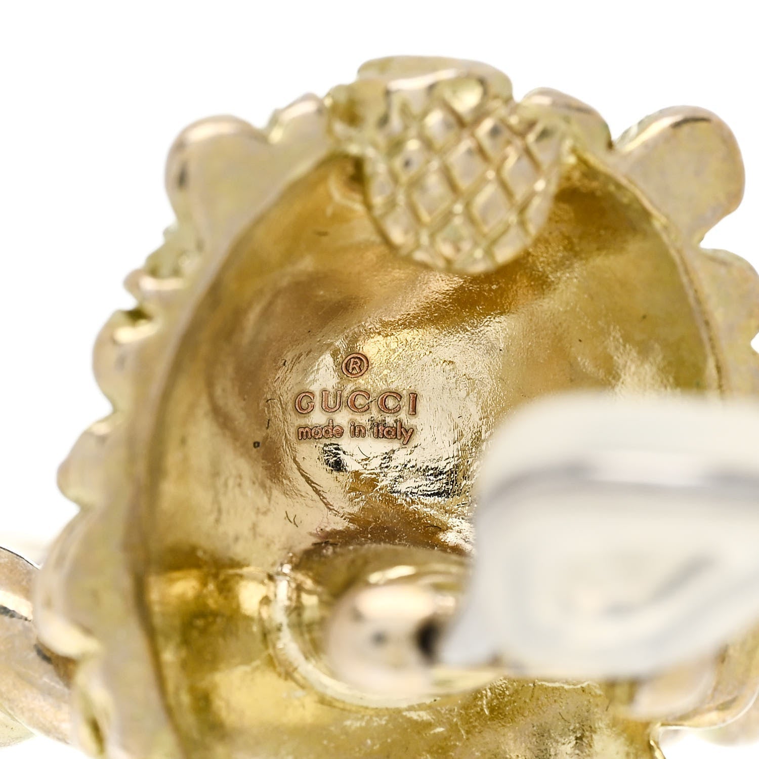 Metal Double G Lion Head Clip On Earrings Aged Gold
