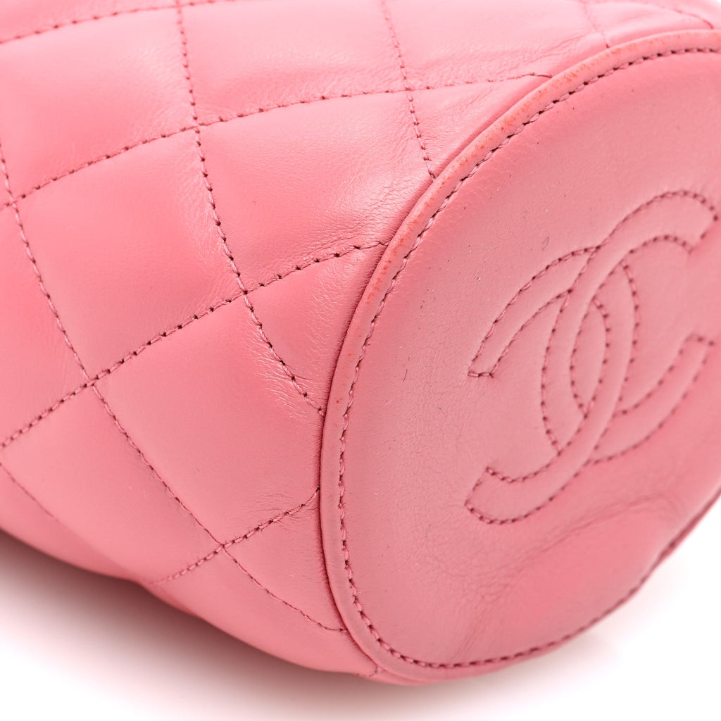 Lambskin Quilted Mini Crown Box Bag Pink