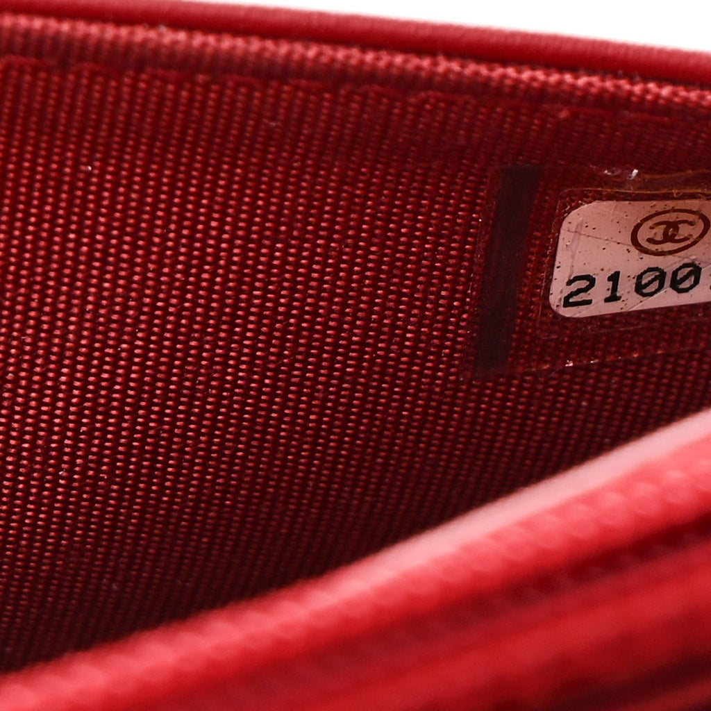 Glazed Calfskin Quilted Coco Boy Wallet On Chain WOC Red
