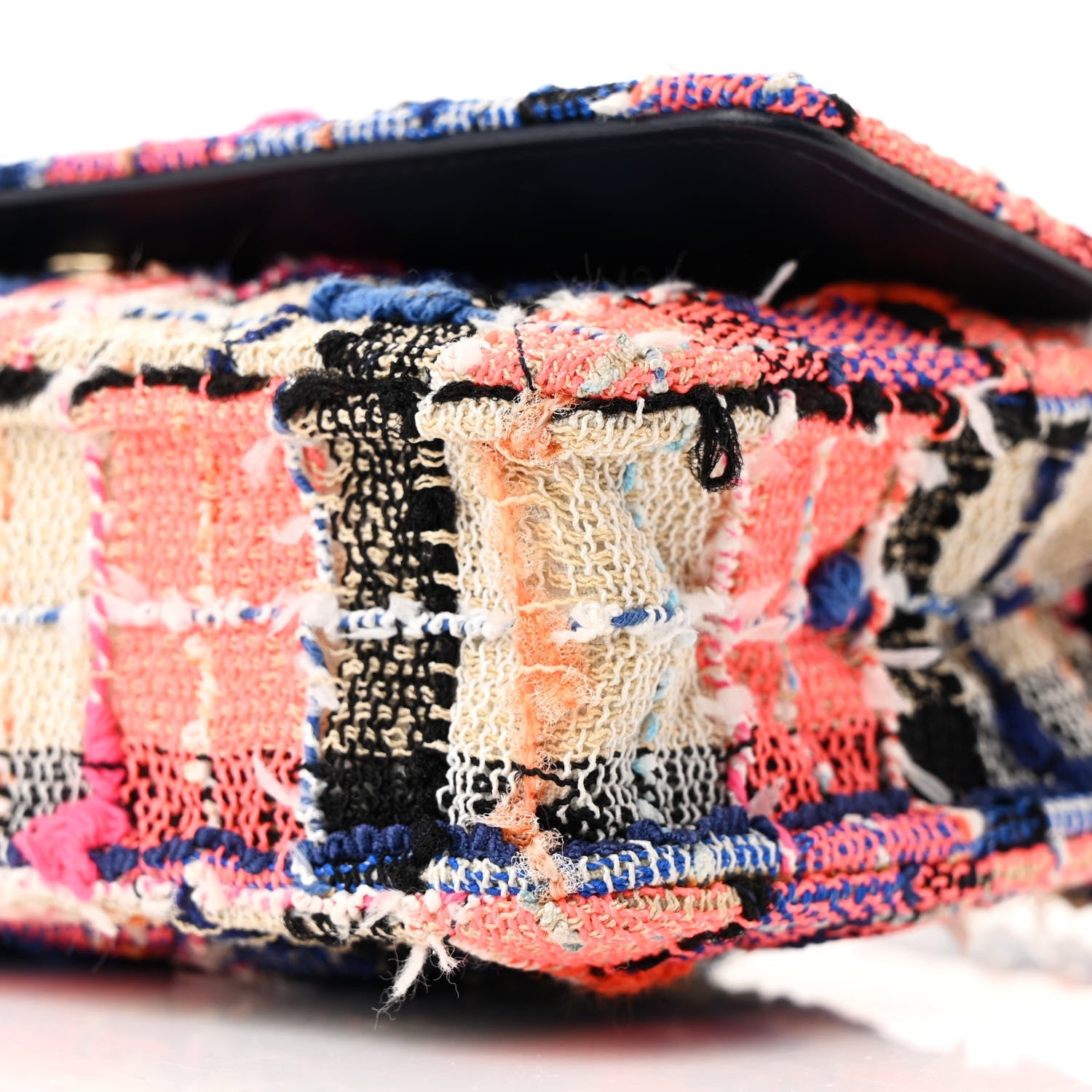 Tweed Quilted Wallet on Chain WOC Pink Blue Beige