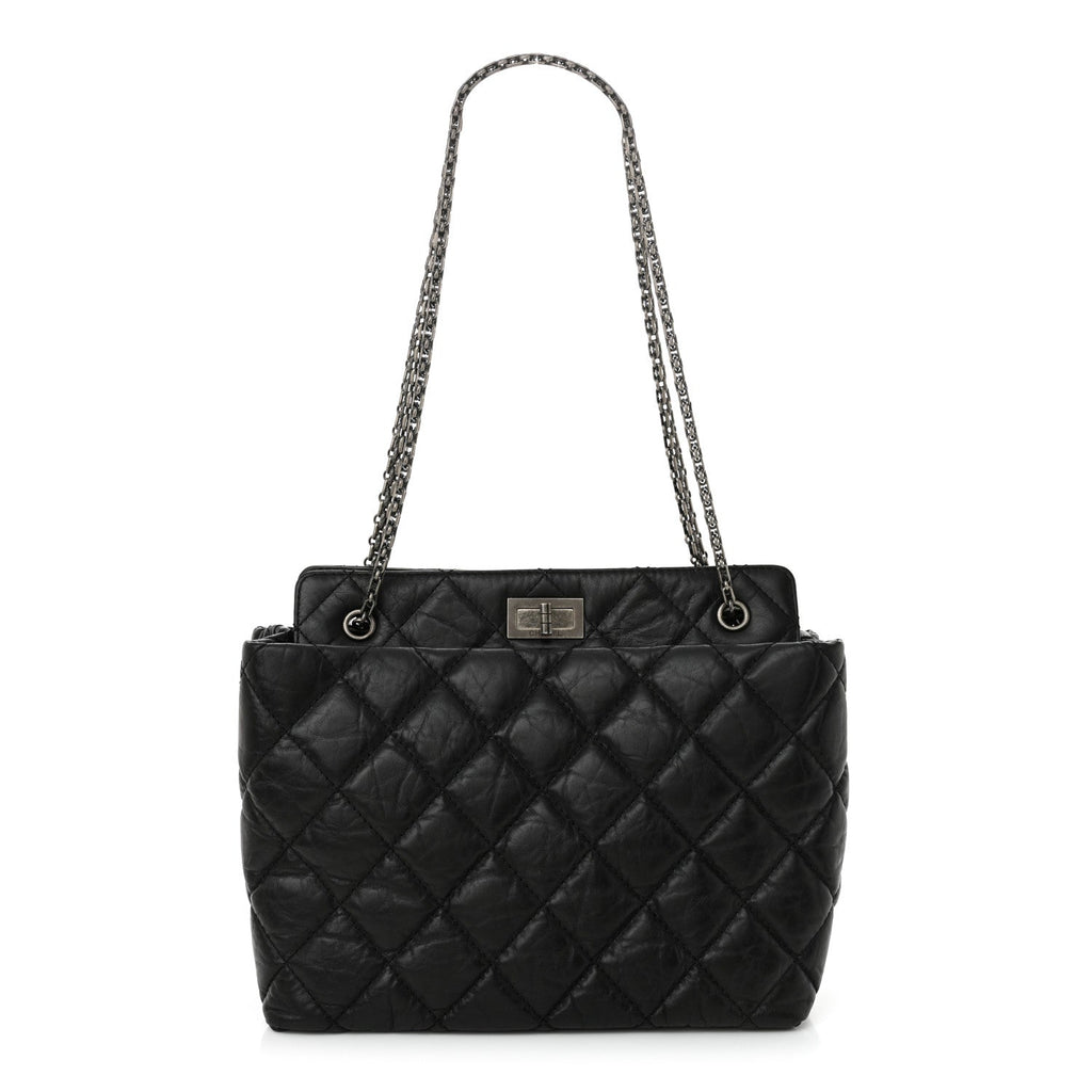 Aged Calfskin Quilted Reissue 2.55 Tote Black