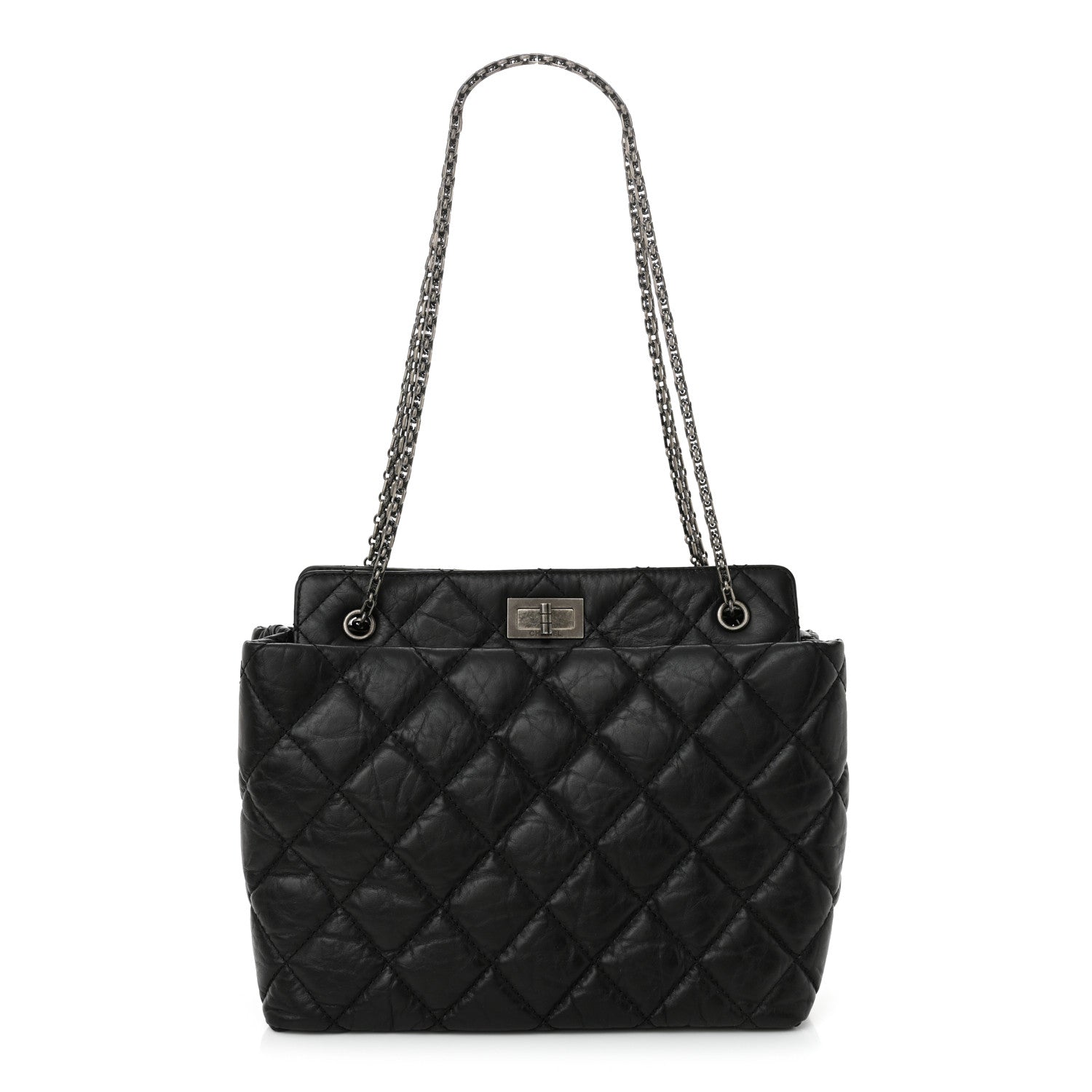 Aged Calfskin Quilted Reissue 2.55 Tote Black
