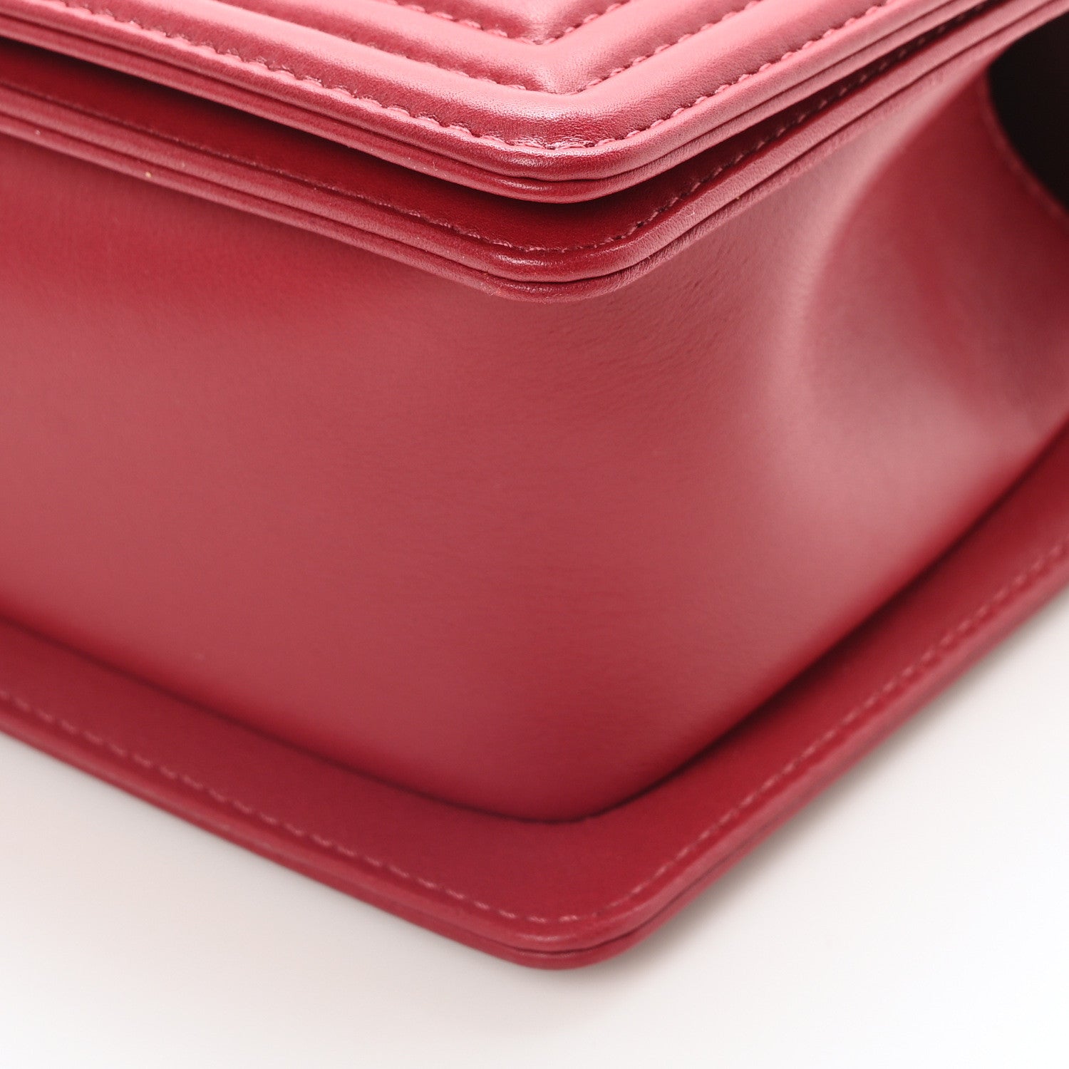 Lambskin Chevron Chain Stitched Medium Boy Flap Dark Red