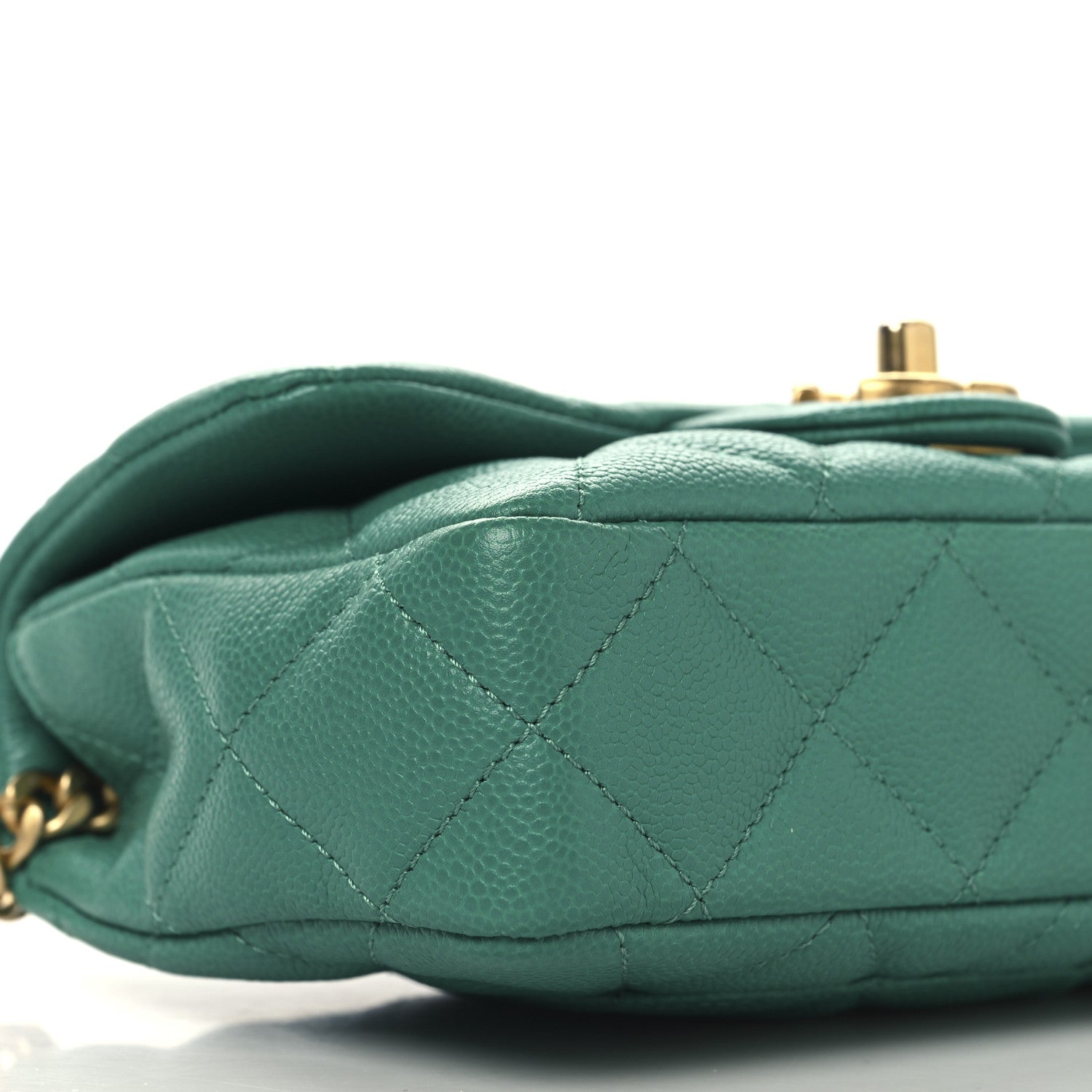 Caviar Quilted Sweetheart Mini Rectangular Flap Green