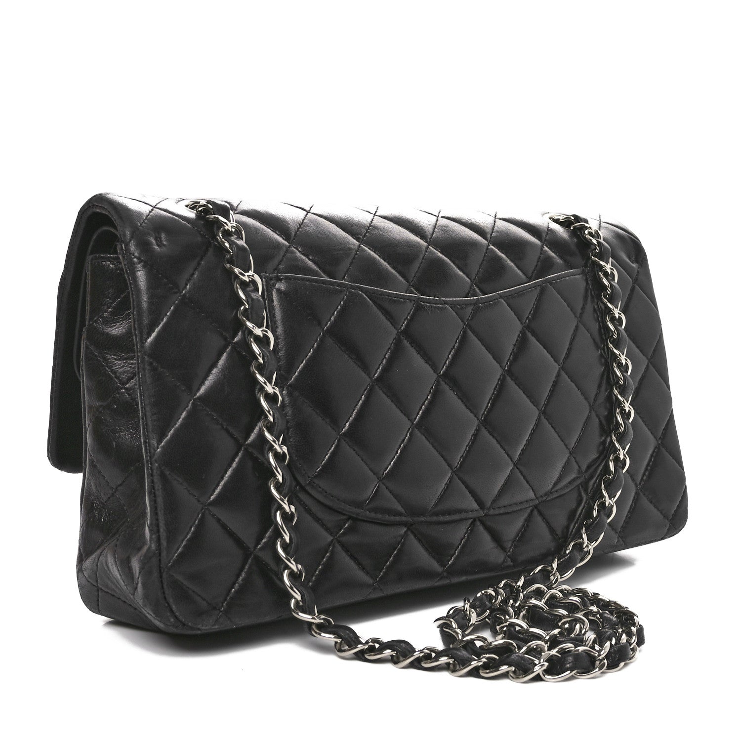 Lambskin Quilted Medium Double Flap Black