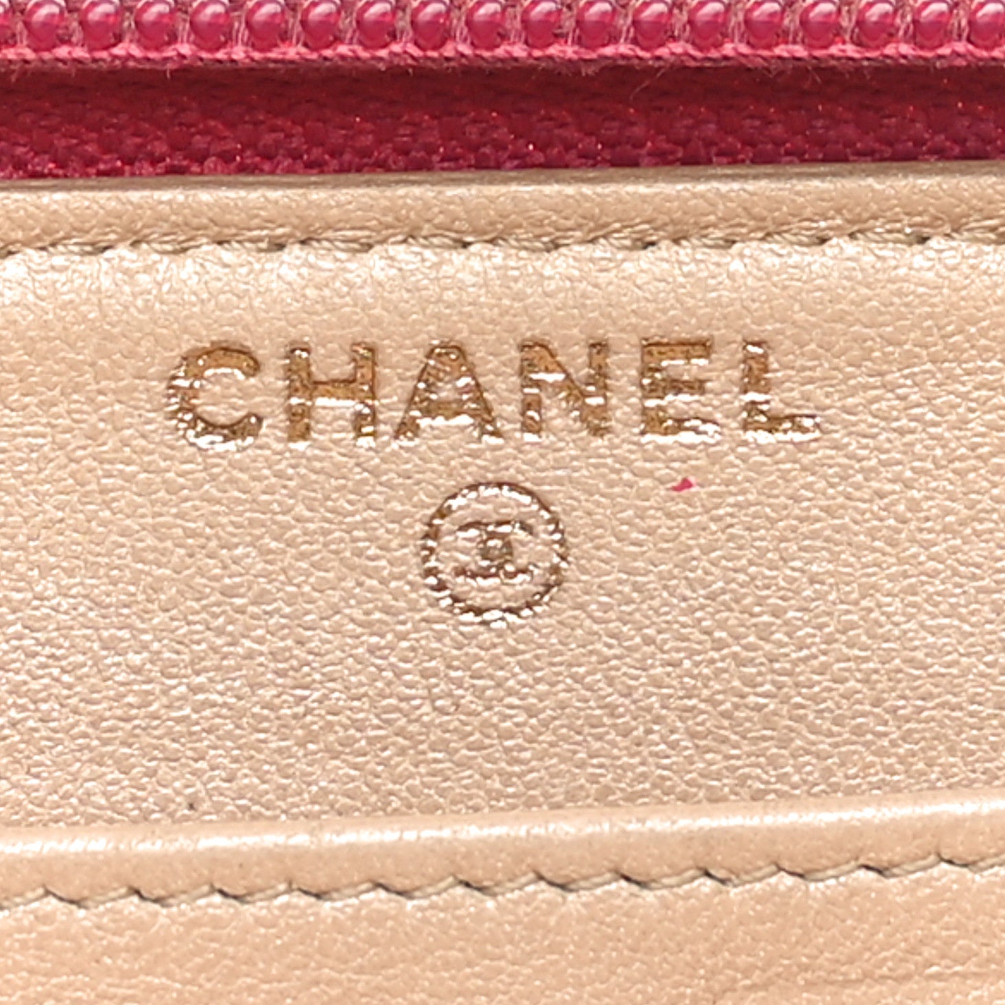 Lambskin Camellia Embossed Large Gusset Zip Around Wallet Fuchsia
