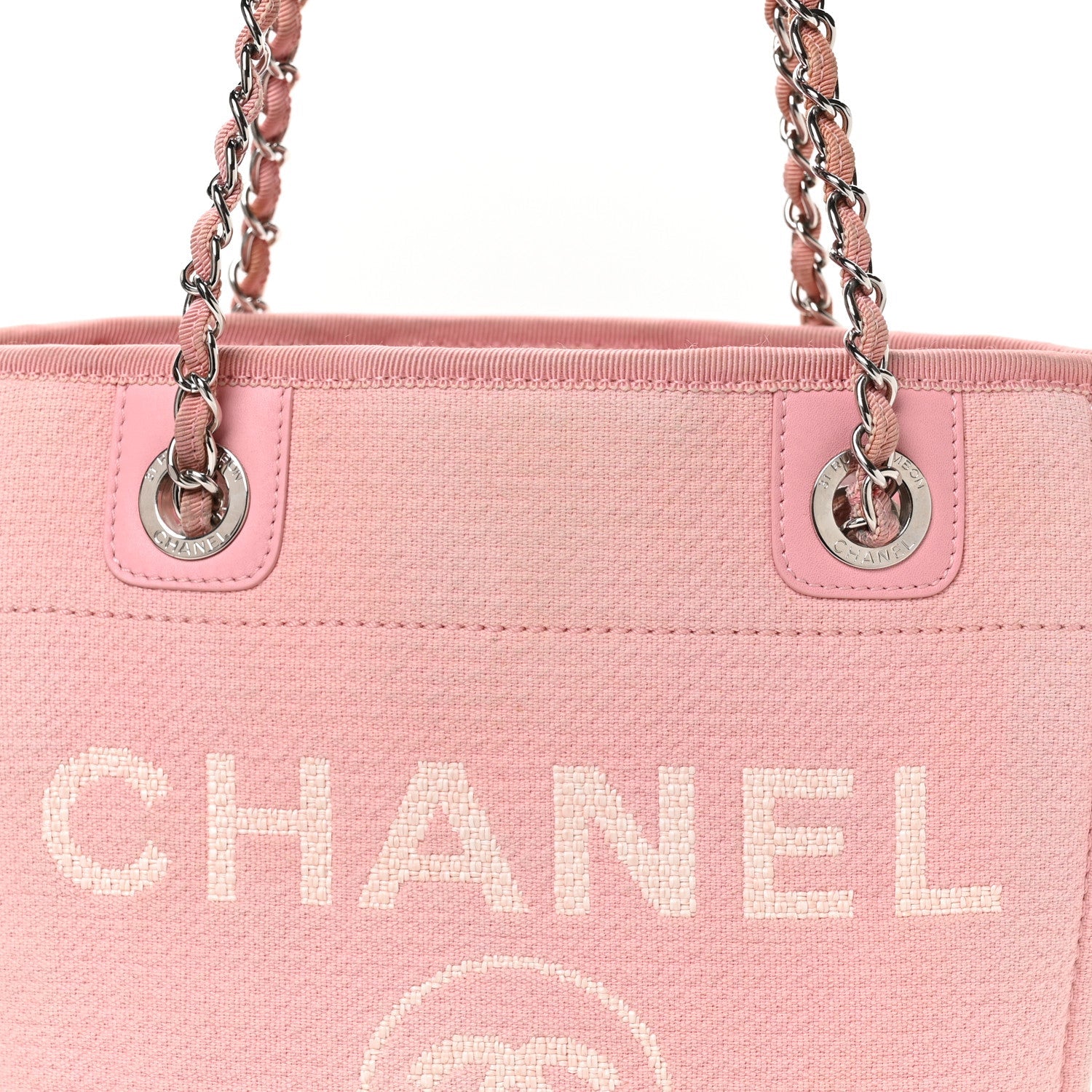 Mixed Fibers Calfskin Mini Deauville Tote Rose Pink