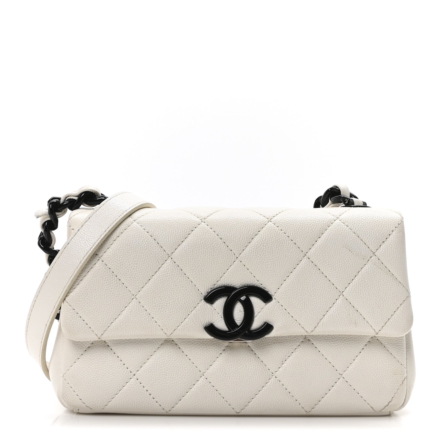 Caviar Quilted My Everything Small Flap White Black