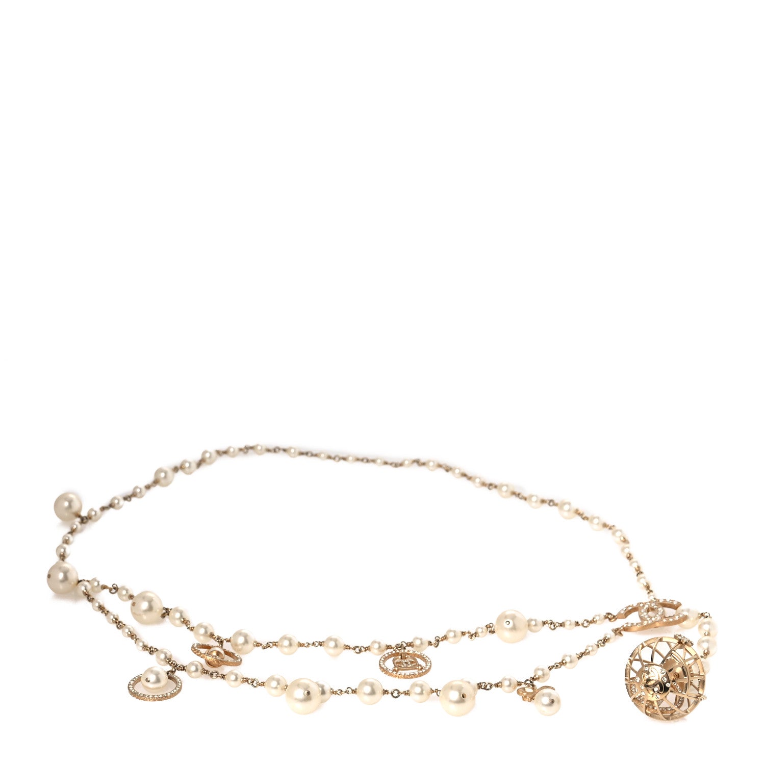 Pearl Chain Birdcage Belt Gold