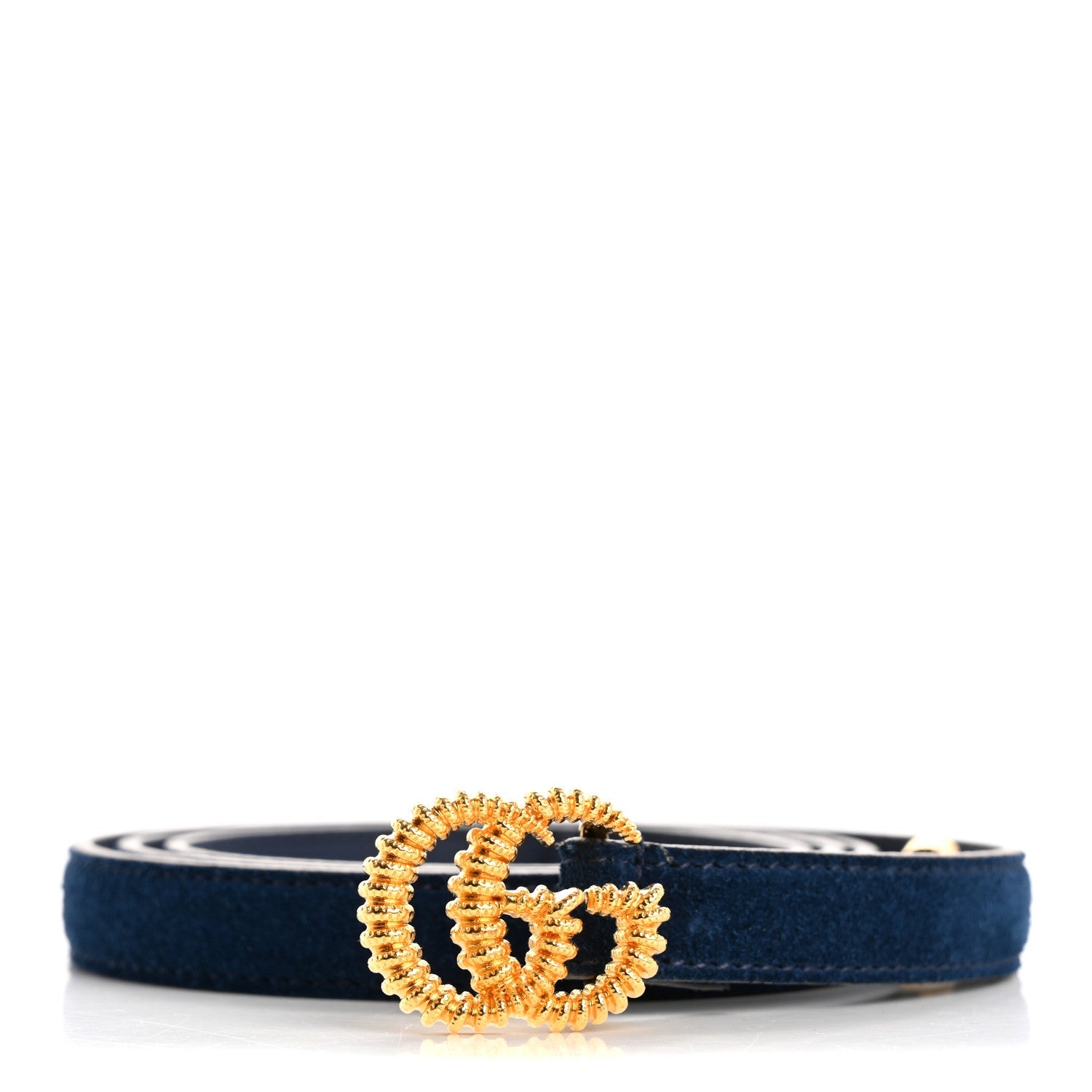 Suede Calfskin Torchon Double G 15mm Belt 90 36 Blue Agata
