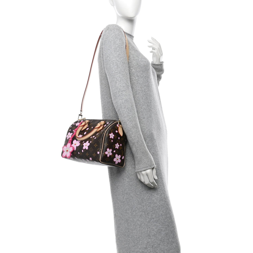 LV X TM Monogram Cherry Blossom Speedy Bandouliere 25 Sakura Brown