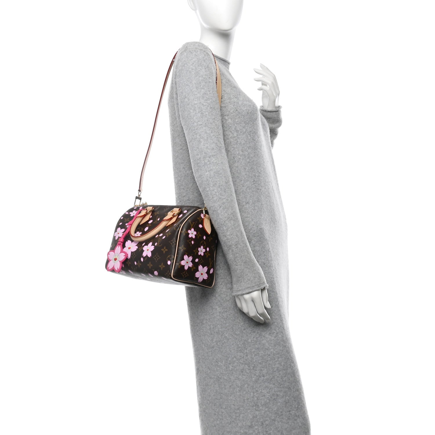 LV X TM Monogram Cherry Blossom Speedy Bandouliere 25 Sakura Brown