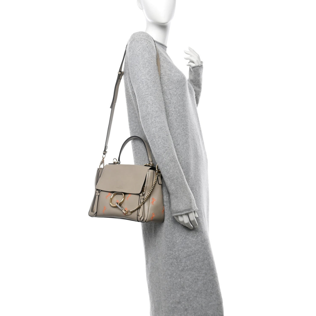 Smooth Calfskin Little Horses Embroidered Small Faye Day Shoulder Bag Pastel Grey